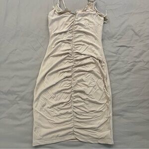 Cream Ruched Spaghetti Strap Dress Windsor